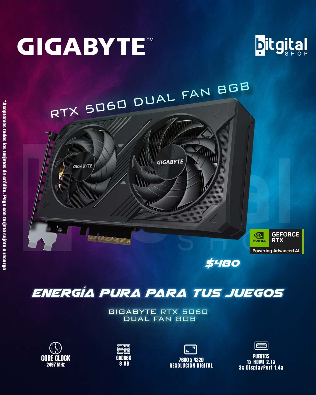 GIGABYTE RTX 5060 DUAL FAN 8GB