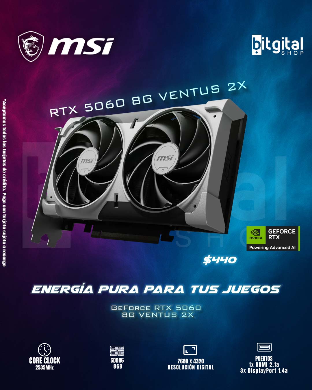 MSI GEFORCE RTX 5060 8G VENTUS 2X
