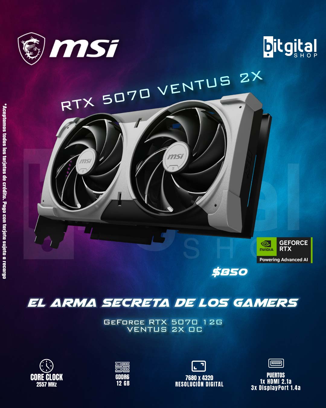 MSI GEFORCE RTX 5070 VENTUS 2X OC 12G