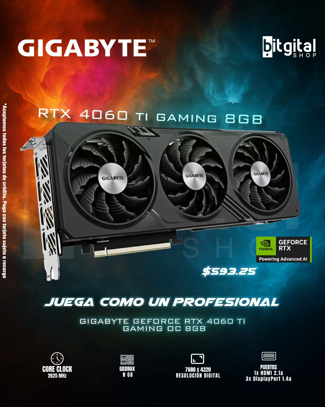 GIGABYTE GEFORCE RTX 4060 TI GAMING OC 8GB