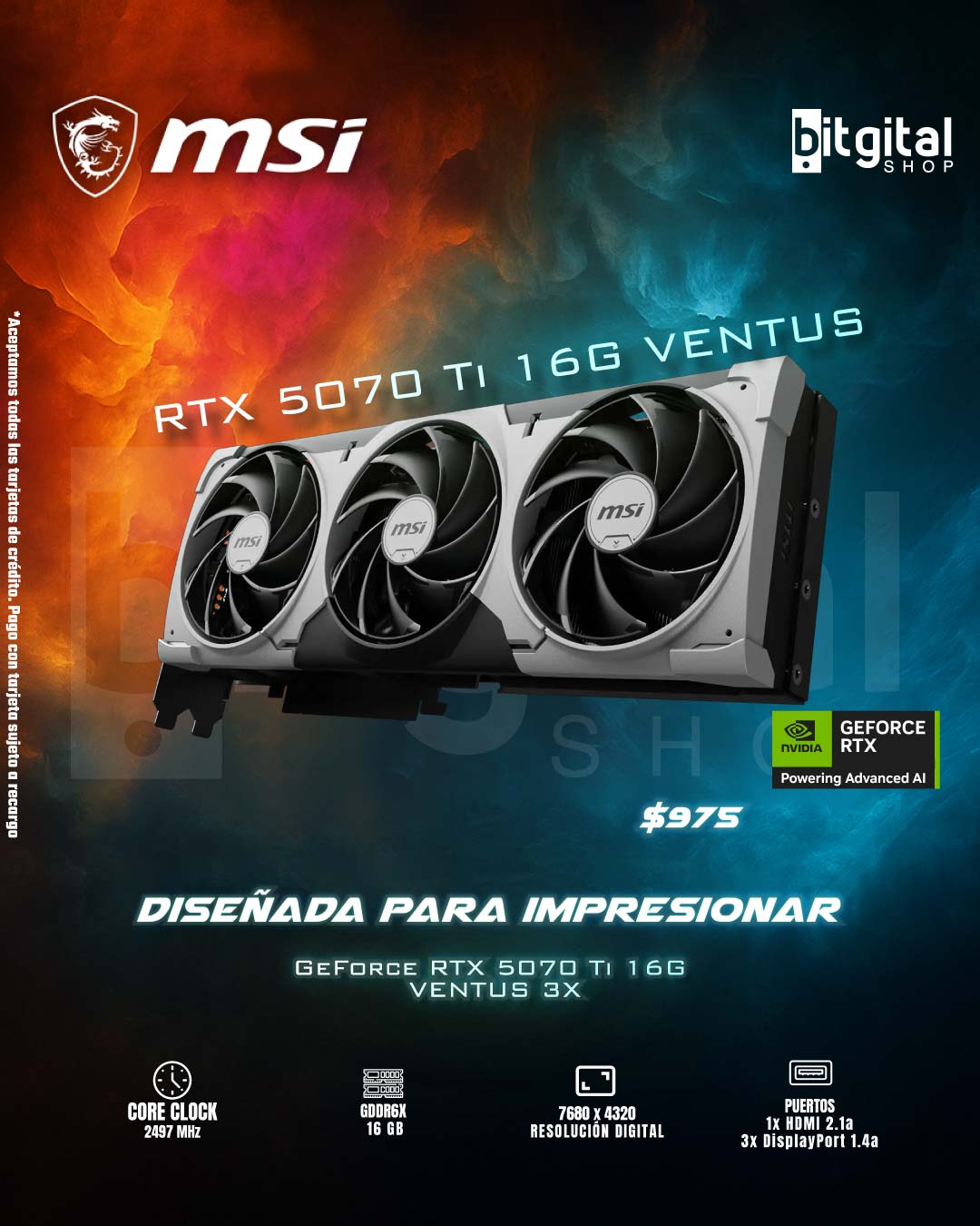MSI GEFORCE RTX 5070 TI 16G VENTUS 3X